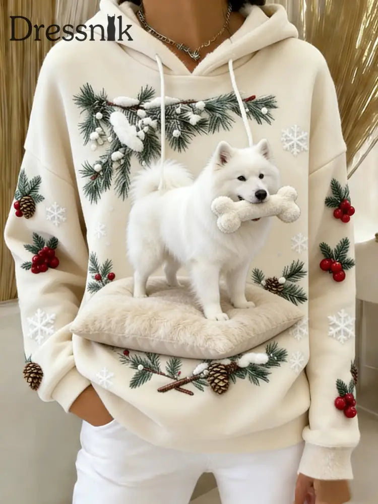 Damen Retro Tier Kunst Print Komfortables Flanell Kapuzen Sweatshirt A / S