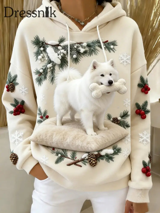 Damen Retro Tier Kunst Print Komfortables Flanell Kapuzen Sweatshirt A / S