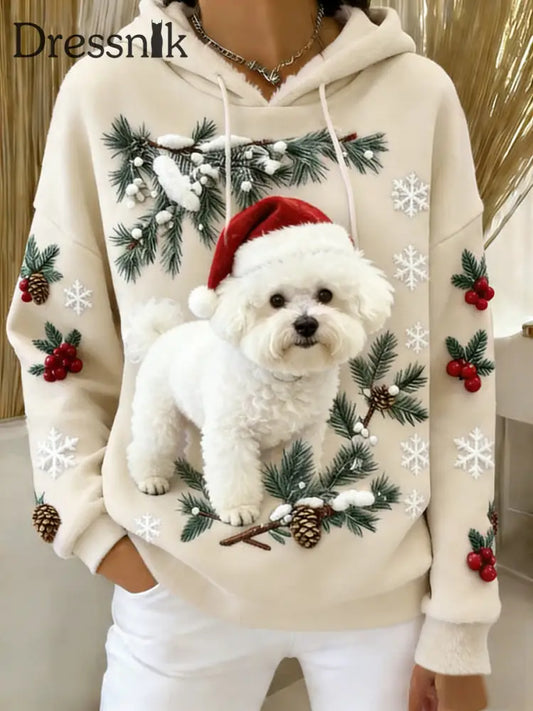 Damen Retro Tier Kunst Print Komfortables Flanell Kapuzen Sweatshirt A / S