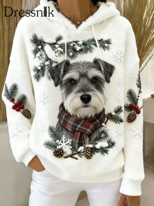 Damen Retro Tier Kunst Print Komfortables Flanell Kapuzen Sweatshirt A / S