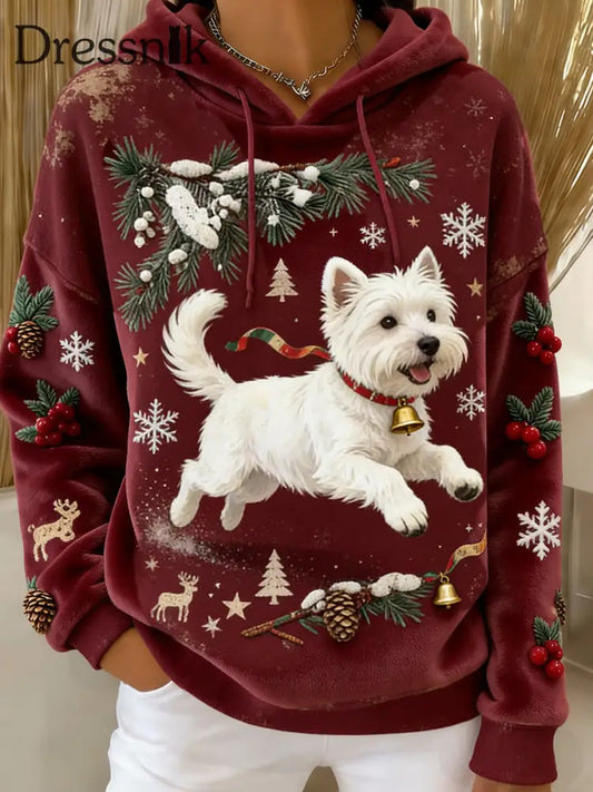 Damen Retro Tier Kunst Print Komfortables Flanell Kapuzen Sweatshirt A / S