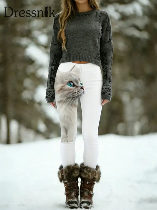 Damen Retro Tier Print Bequeme Leggings A / S