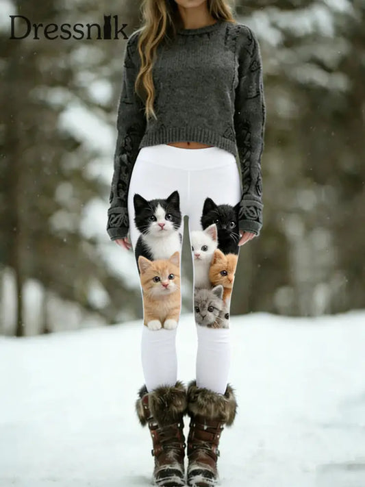 Damen Retro Tier Print Bequeme Leggings A / S