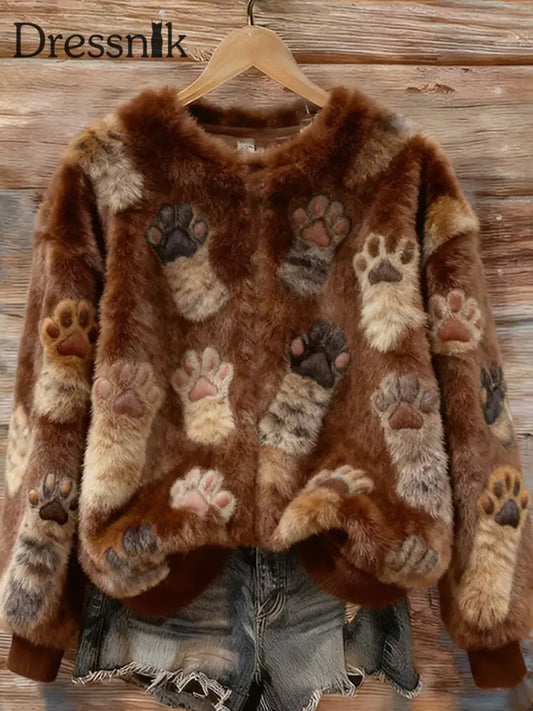 Damen Retro Tier Weihnachts kunst Druck Casual Komfort Flanell Top A / S