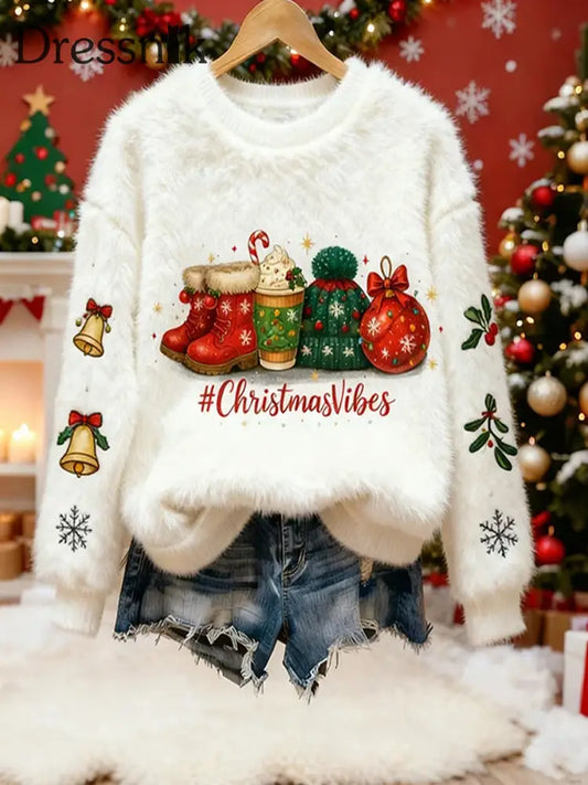 Damen Retro Tier Weihnachts kunst Druck Casual Komfort Flanell Top A / S