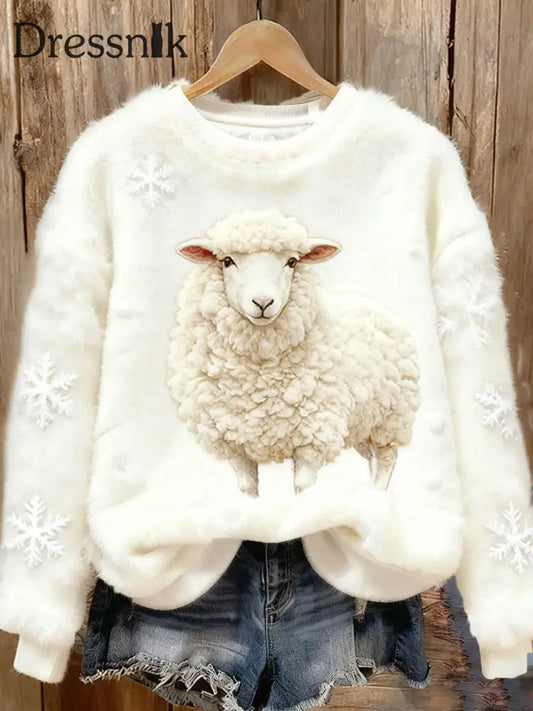 Damen Retro Tier Weihnachts kunst Druck Casual Komfort Flanell Top A / S