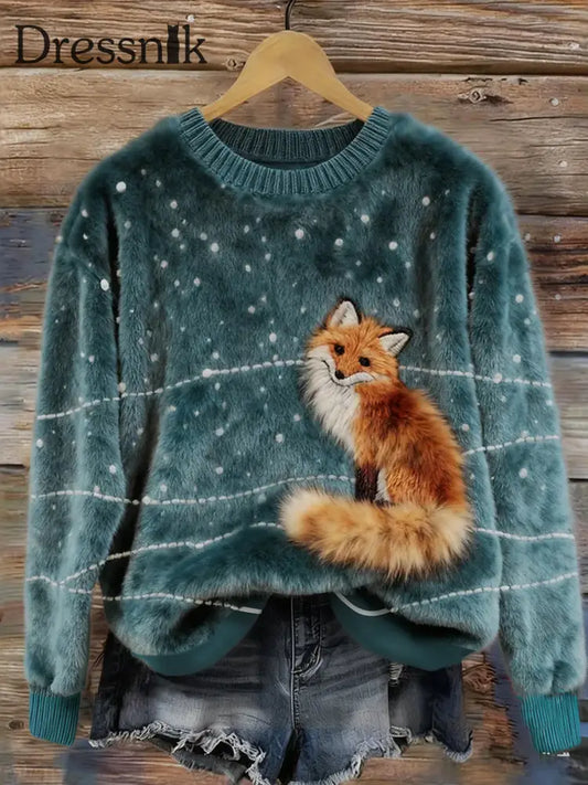 Damen Retro Tier Weihnachts kunst Druck Casual Komfort Flanell Top A / S