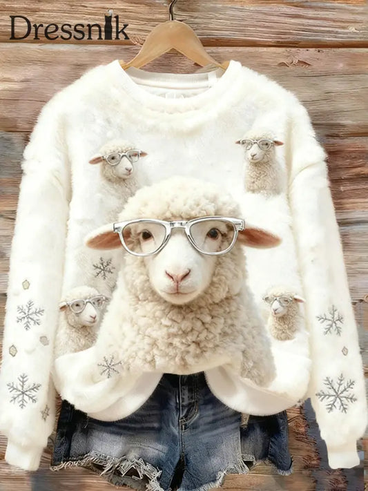 Damen Retro Tier Weihnachts kunst Druck Casual Komfort Flanell Top A / S