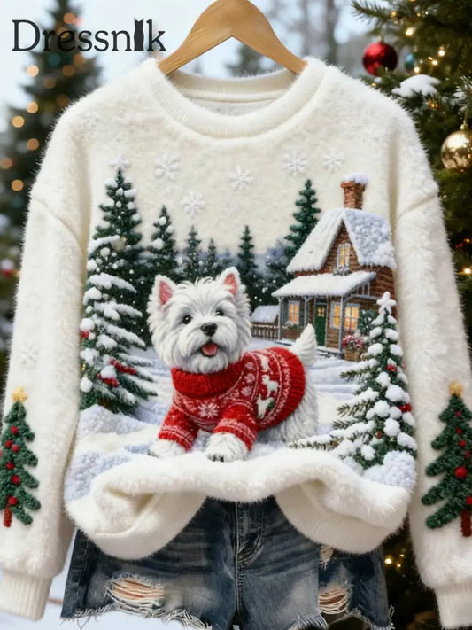 Damen Retro Tier Weihnachts kunst Print Casual Flanell Top A / S