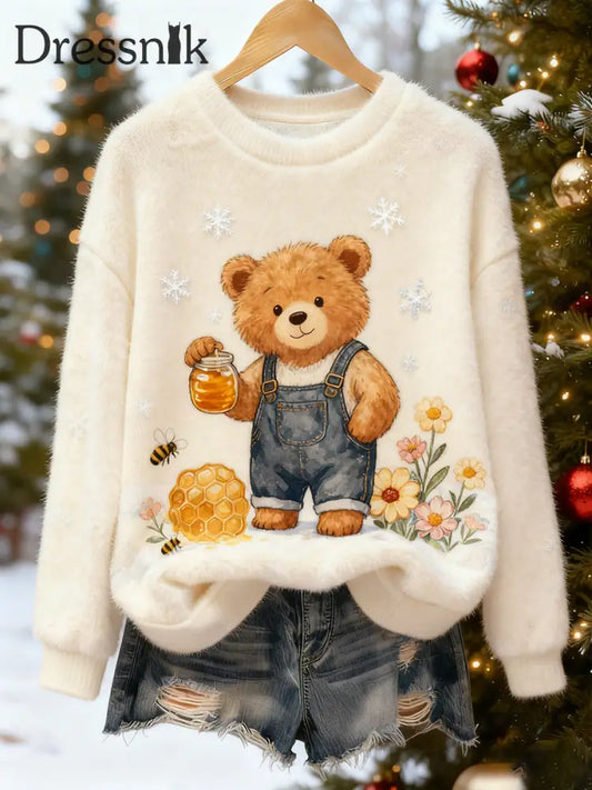 Damen Retro Tier Weihnachts kunst Print Casual Flanell Top A / S