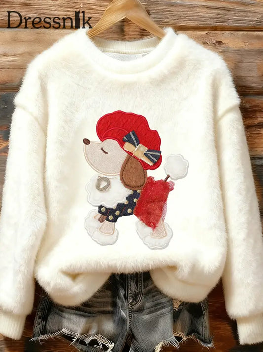 Damen Retro Tier Weihnachts kunst Print Casual Flanell Top A / S