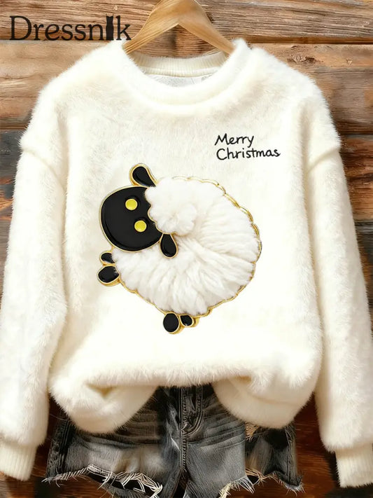 Damen Retro Tier Weihnachts kunst Print Casual Flanell Top A / S