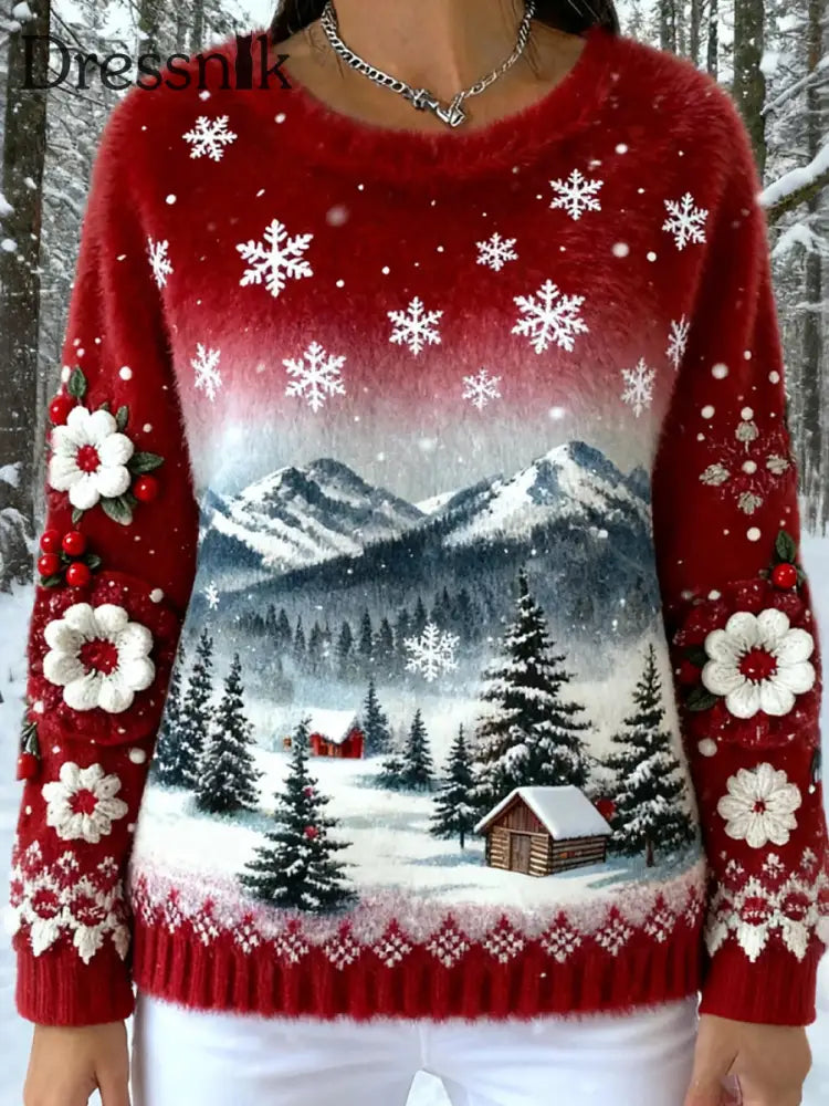 Damen Retro Tier Weihnachts kunst Print Casual Flanell Top A / S