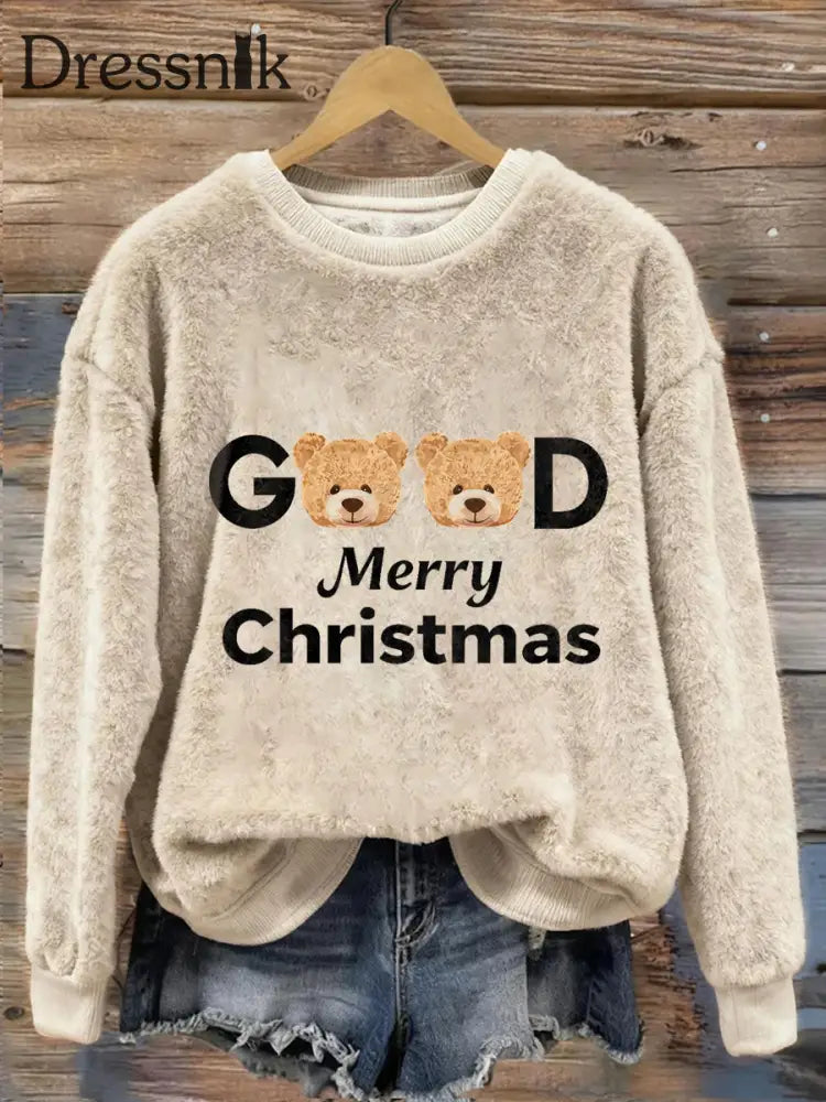 Damen Retro Tier Weihnachts kunst Print Casual Flanell Top A / S