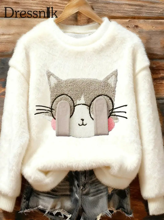 Damen Retro Tier Weihnachts kunst Print Casual Flanell Top A / S