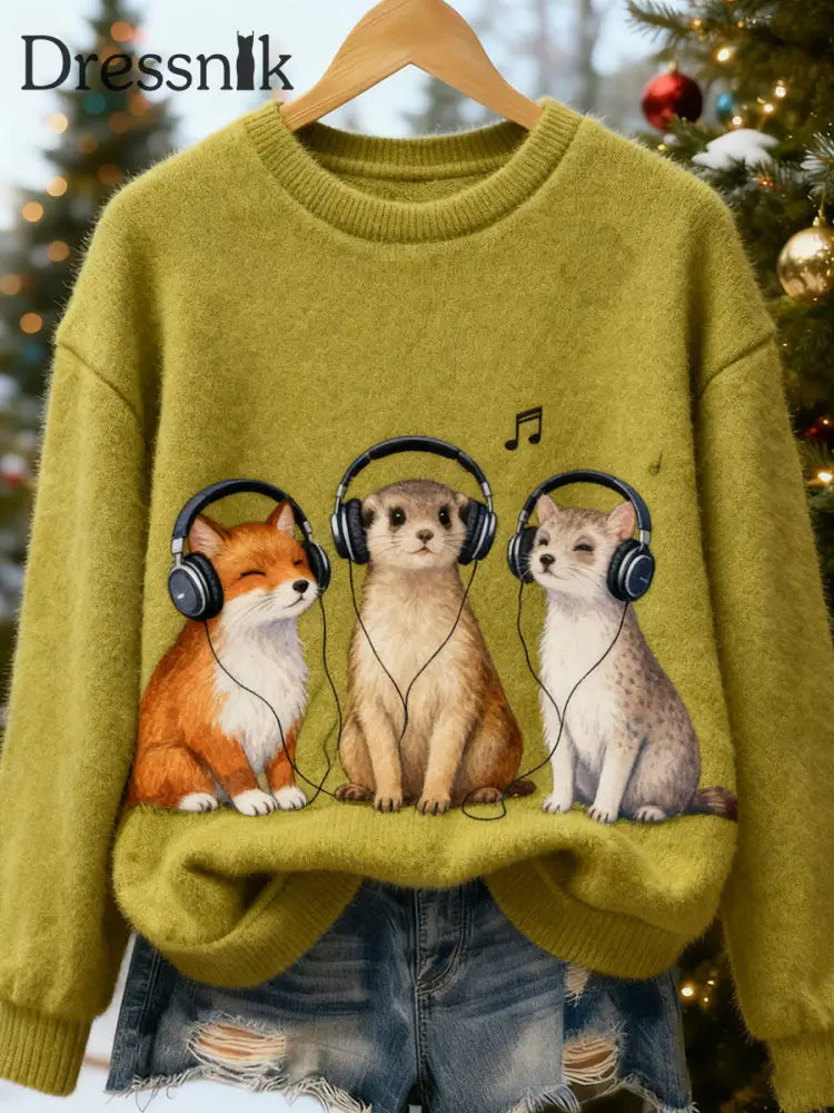 Damen Retro Tier Weihnachts kunst Print Casual Flanell Top A / S