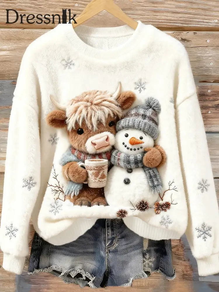 Damen Retro Tier Weihnachts kunst Print Casual Flanell Top A / S