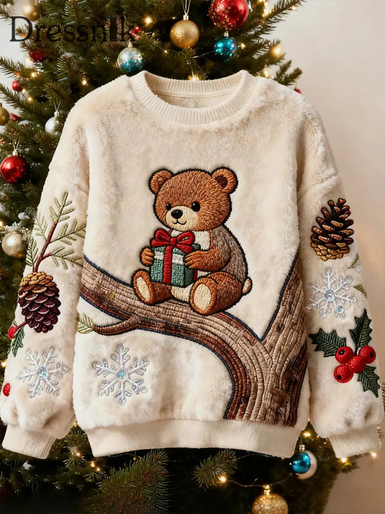 Damen Retro Tier Weihnachts kunst Print Casual Flanell Top A / S