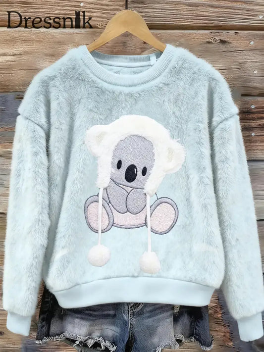 Damen Retro Tier Weihnachts kunst Print Casual Flanell Top A / S