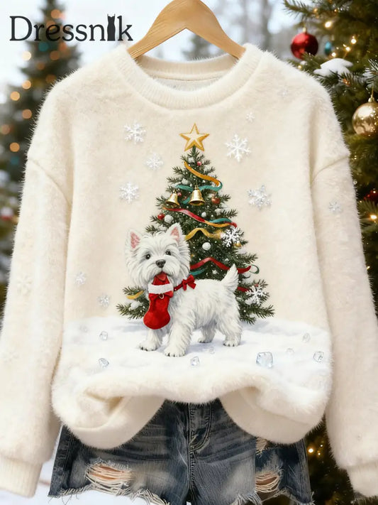 Damen Retro Tier Weihnachts kunst Print Casual Flanell Top A / S