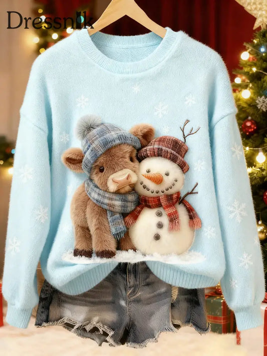 Damen Retro Tier Weihnachts kunst Print Casual Flanell Top A / S