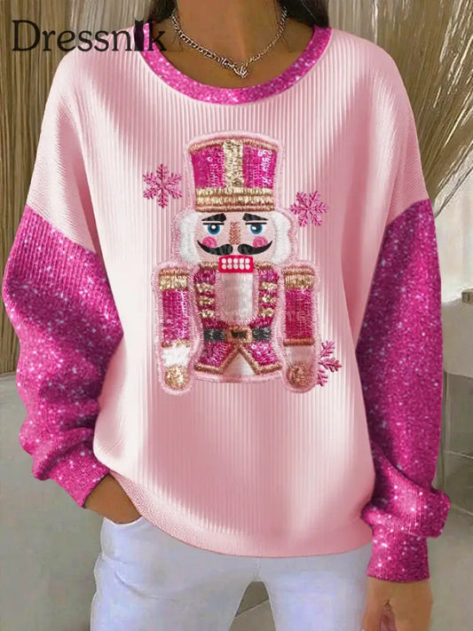Damen Retro Weihnachts bedrucktes Sweatshirt als bild / S