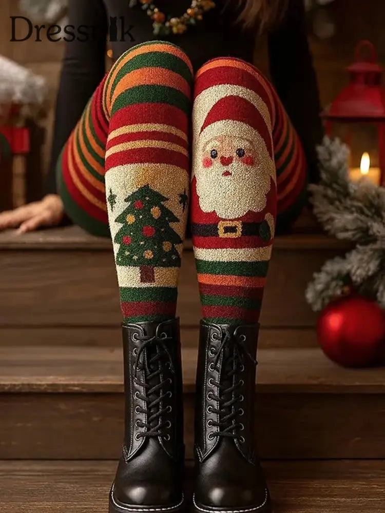 Damen Retro Weihnachts kunstdruck lässig warme Leggings A / S