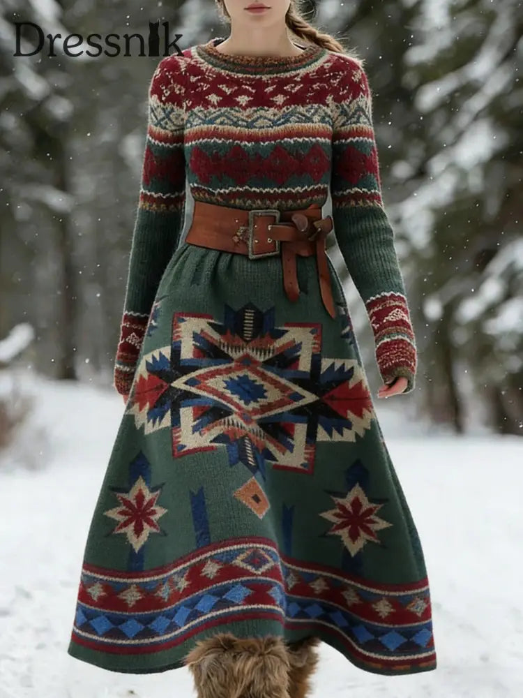 Damen Retro Western Ethnic Azteken Print Pullover als bild / S