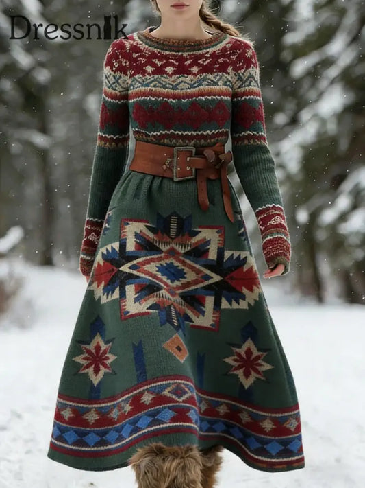 Damen Retro Western Ethnic Azteken Print Pullover als bild / S