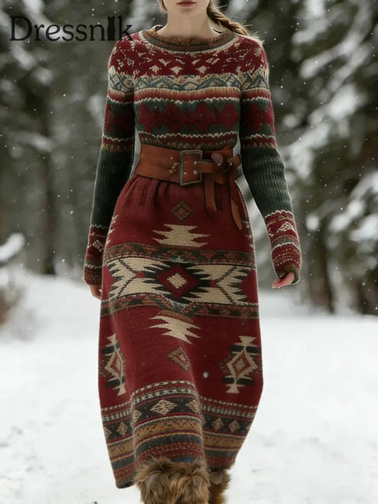 Damen Retro Western Ethnic Azteken Print Pullover als bild / S