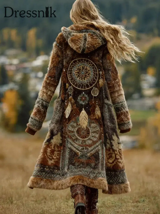 Damen Retro Western Print Flanell Hoodie als bild / S