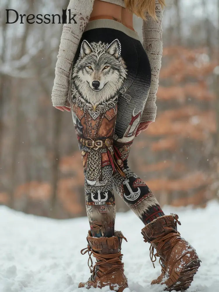 Damen Retro Wikinger keltische Kunst Muster Athletische Stretch Leggings A / S