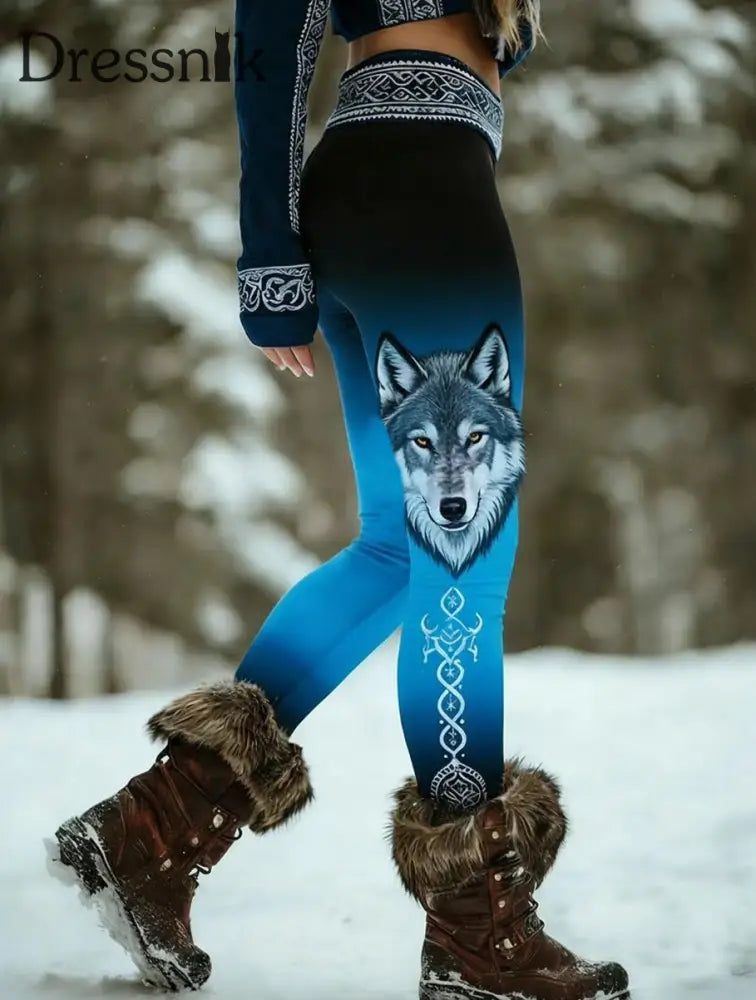Damen Retro Wikinger keltische Kunst Muster Athletische Stretch Leggings A / S