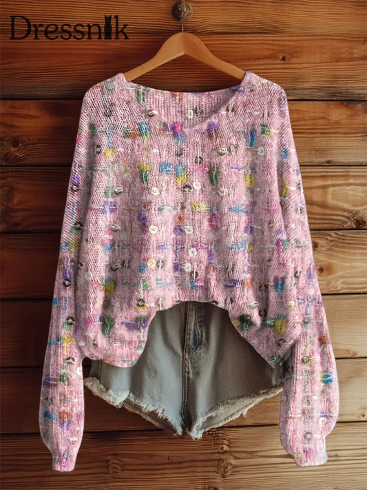 Damen Rosa Plaid Print Casual Top Rosa / S