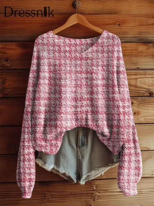 Damen Rosa Plaid Print Casual Top Rosa / S
