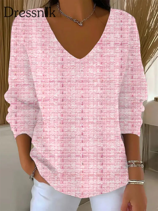 Damen Rosa Plaid Print Casual Top Rosa / S