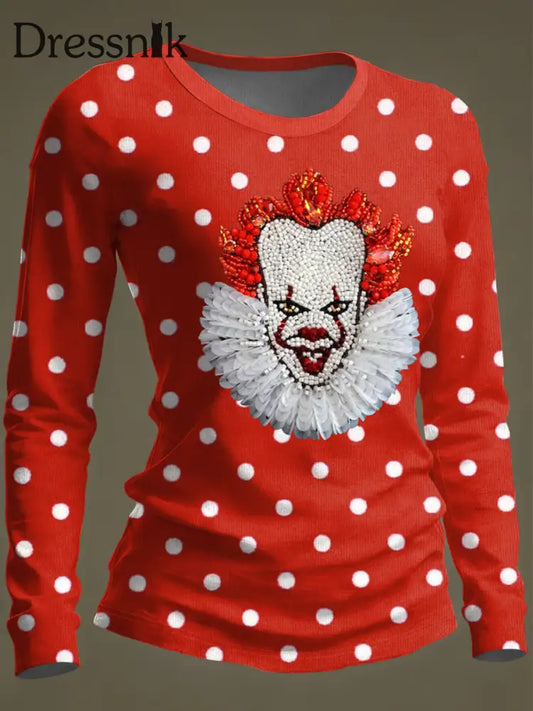 Damen Rundhals-T-Shirt mit langen Ärmeln Rot / S