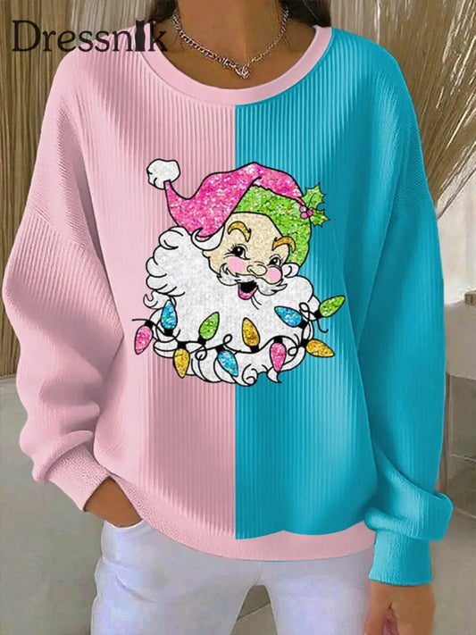 Damen Santa Geripptes Rundhals-Sweatshirt als bild / S