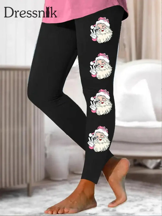 Damen Santa Print Mode Leggings