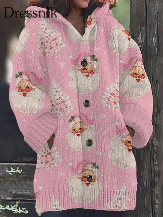 Damen Santa Pullover Hoodie Jacke Rosa / S