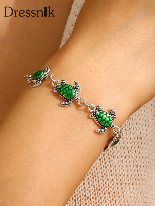 Damen Strand Resort Schildkröte Armband Silber / JM