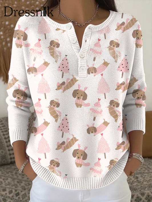 Damen-Strick oberteil mit Tier druck als bild / S