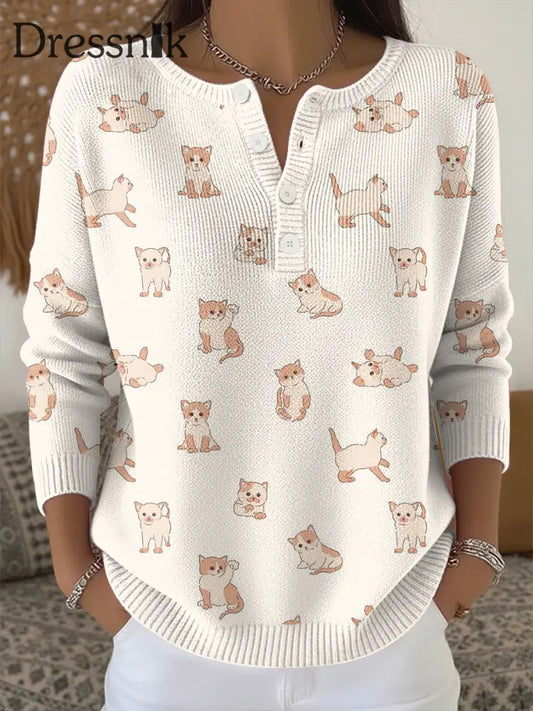 Damen-Strick oberteil mit Tier druck als bild / S