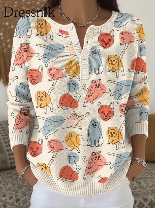 Damen-Strick oberteil mit Tier druck als bild / S