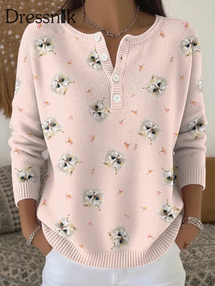 Damen-Strick oberteil mit Tier druck als bild / S
