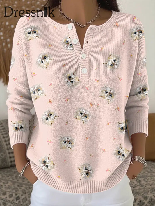 Damen-Strick oberteil mit Tier druck als bild / S