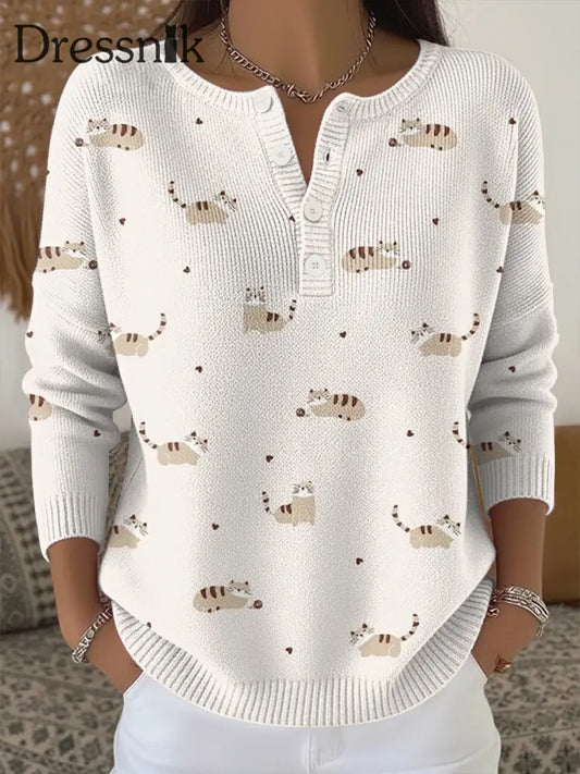 Damen-Strick oberteil mit Tier druck als bild / S