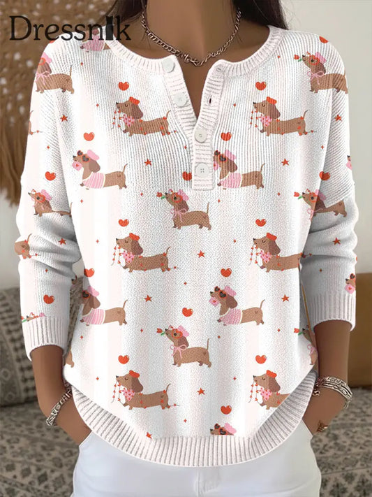 Damen-Strick oberteil mit Tier druck als bild / S