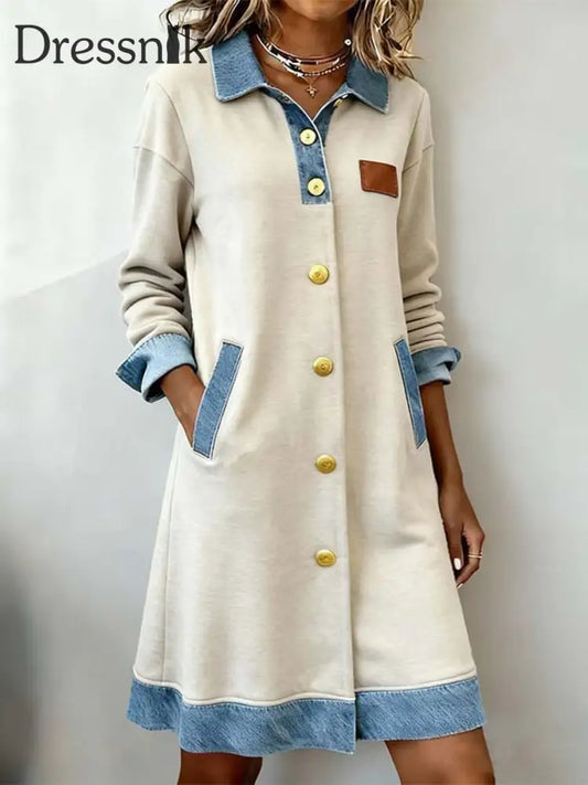 Damen-Strickjacke mit einfachen Patchwork-Design als bild / S