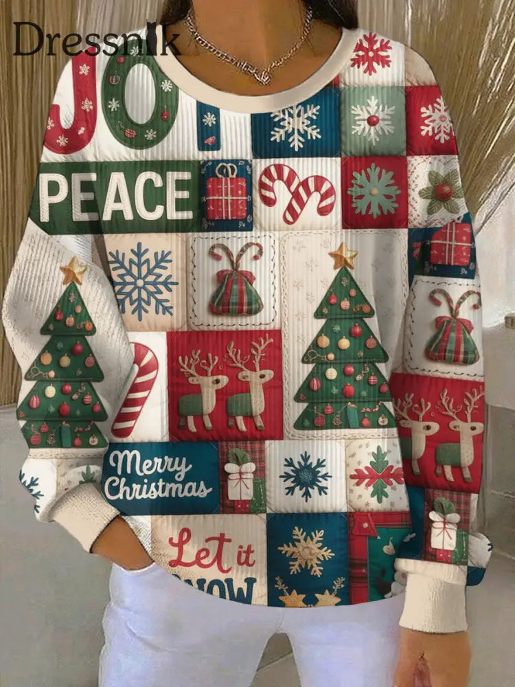 Damen Sweatshirt mit frohem Weihnachts druck als bild / S